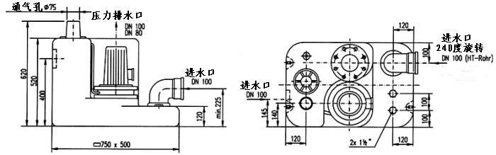 泽德污水提升机Boy尺寸图